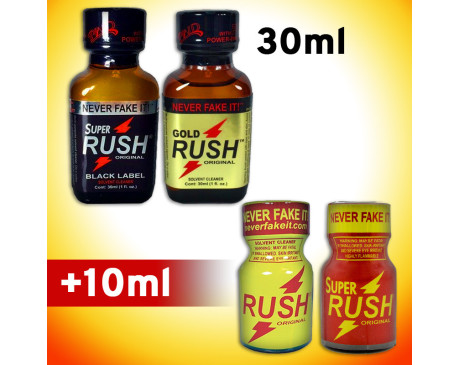RUSH 2 PACK 30ml: Black Label & Gold RUSH + 2-PACK 10ml: RUSH & Super Rush
