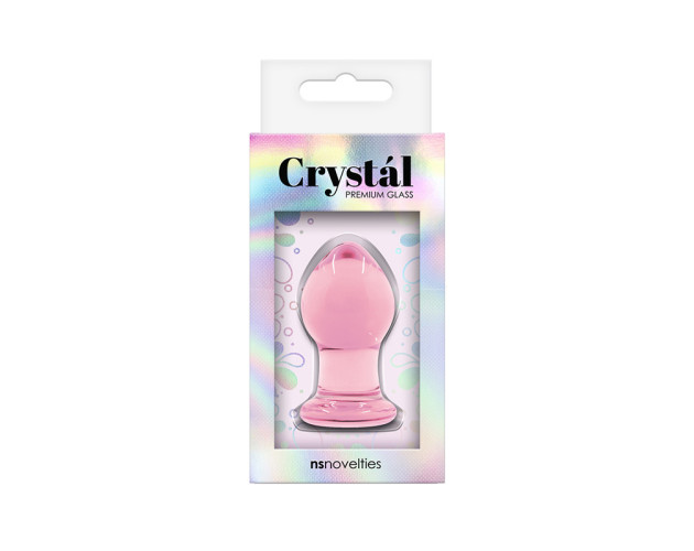 Crystal Glass Anal Plug Small Pink