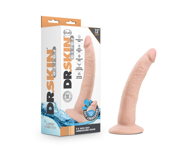 Dr. Skin Glide 7.5in Self Lubr Dildo Bge