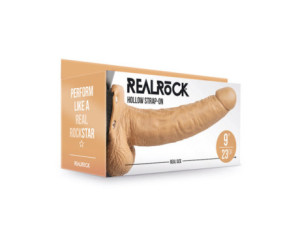 RealRock 9in Hollow Strap-On W/Balls Tan