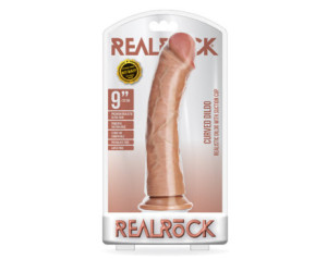 RealRock 9in Curved Dildo WSuction Tan