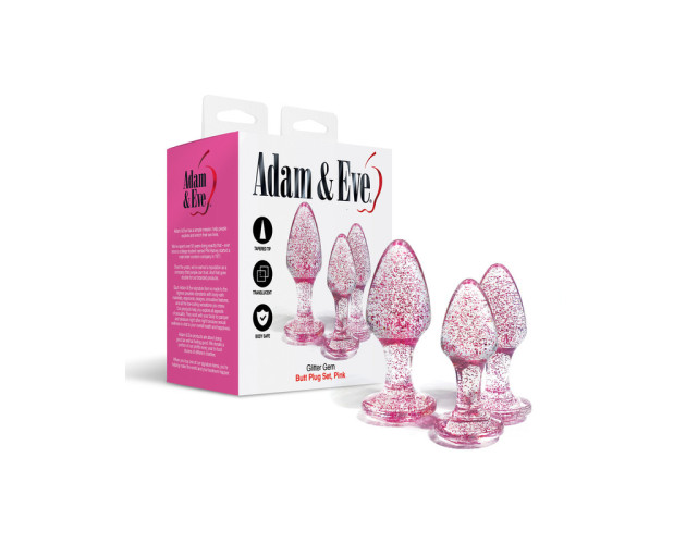 A&E Glitter Gem Butt Plug Set Pink