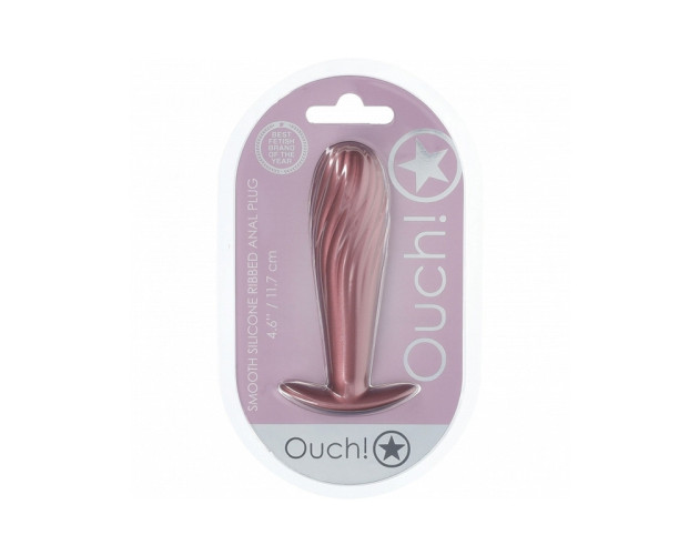 Ouch! Smooth Sili Ribbed Plug 4.6in RG