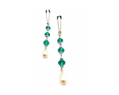 Bijoux de Nip Pearl Turq Beaded Clamps