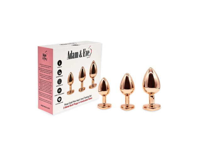 A&E Rose Gold Pink Heart Anal Train Set