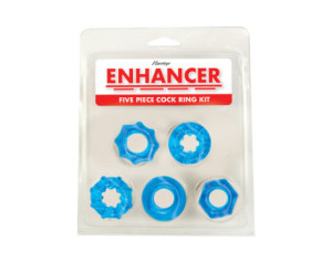 Enhancer Five Piece Cock Ring Set Blue