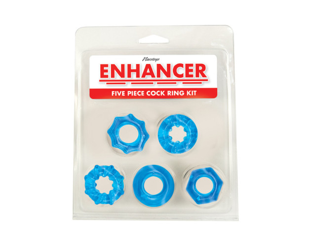 Enhancer Five Piece Cock Ring Set Blue