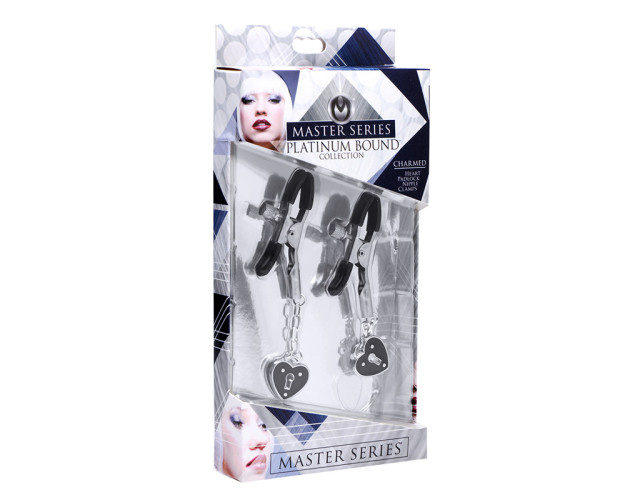 Heart Padlock Nipple Clamps Black