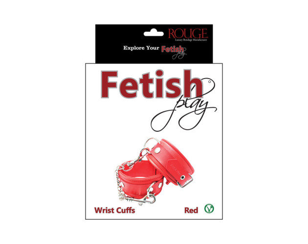 Rouge Fetish Play Vegan Wrist Cuffs Red