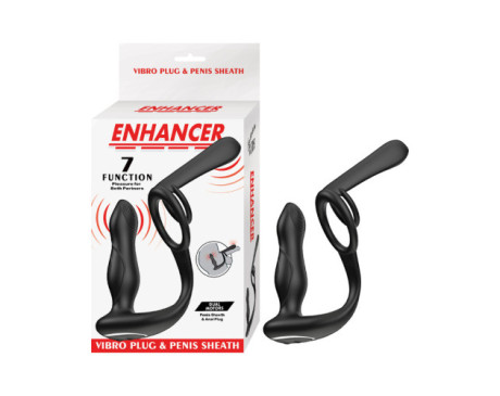 Enhancer Vibro Plug & Penis Sheath Black
