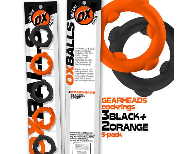 Oxballs Gearheads 5pk SpinnerRing Org/Bk