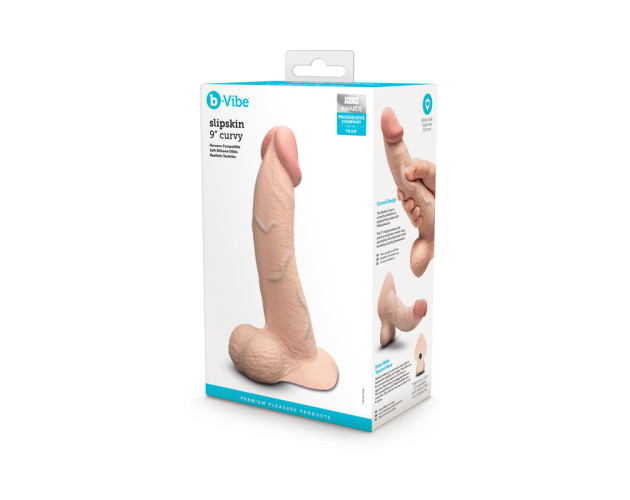 b-Vibe Slipskin Dildo 9in Curved Cream