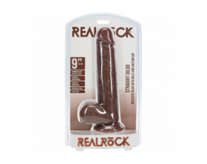 RealRock 9in Cock w/Balls Straight Brown